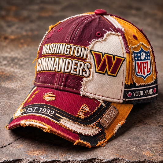 WAS X 1-of-1 Custom NFL Team Vintage Distressed Patchwork Cap