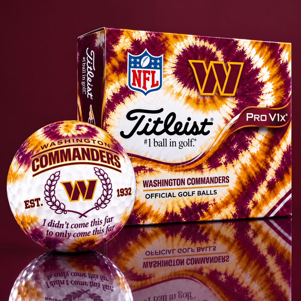 WAS X Custom 1-of-1 NFL Team Tie Dye Titleist Golf Balls Set