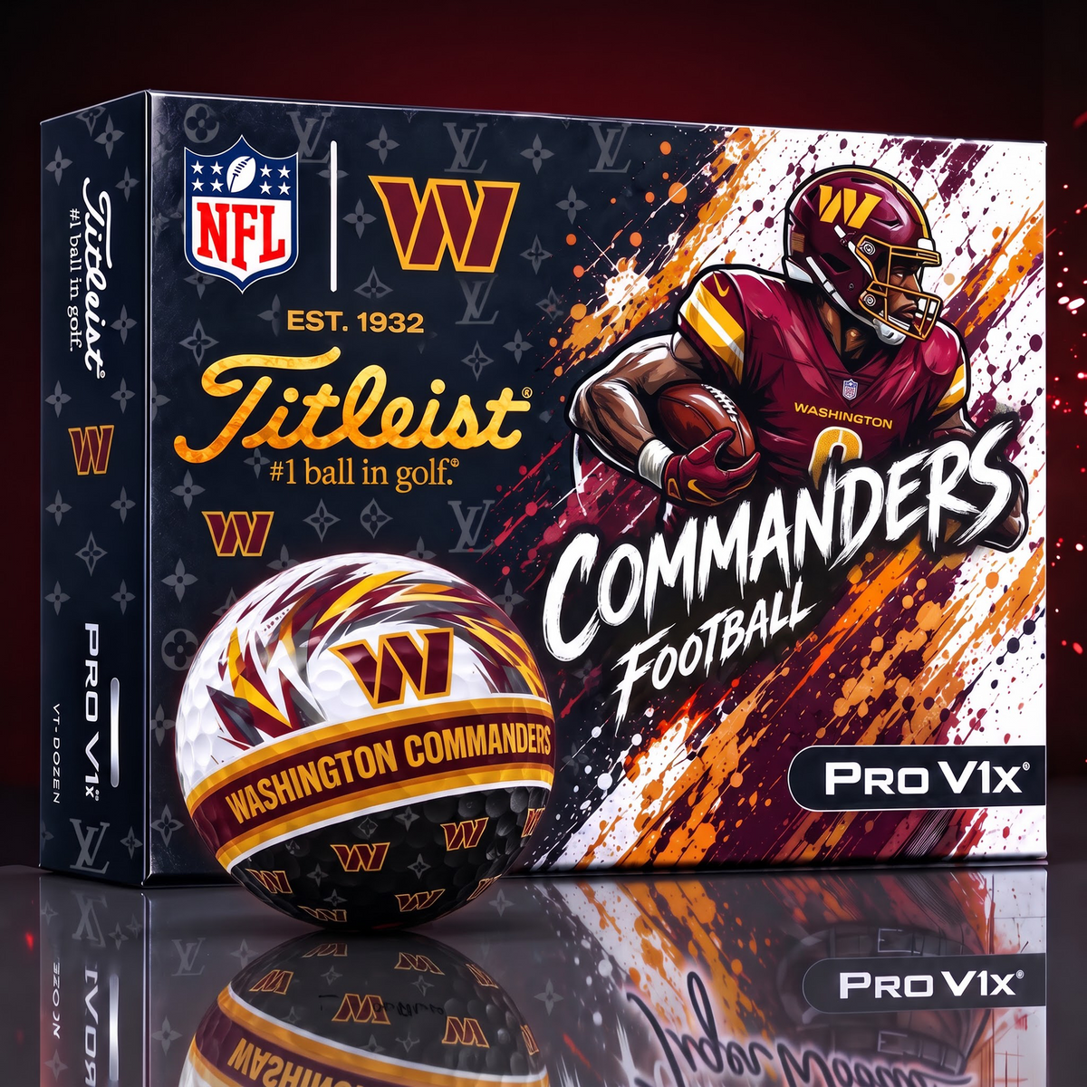 WAS X Custom NFL x LV Dynamic Paint Splatter Golf Balls