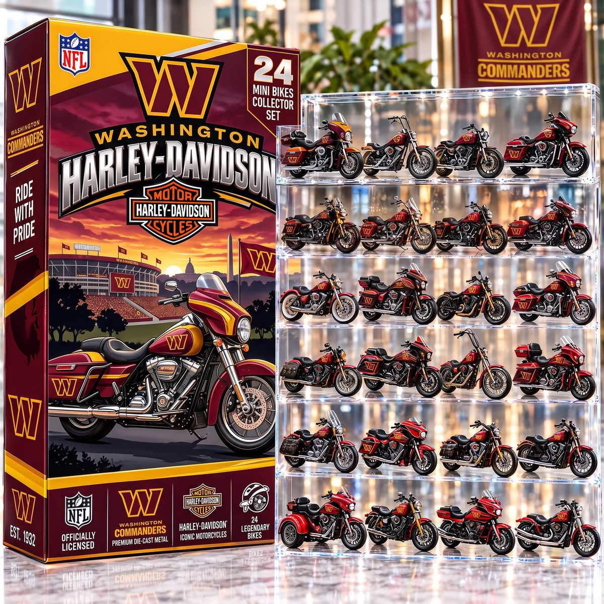 WAS X NFL 24-Day Countdown Blink Box Cruiser Motorcycles Set