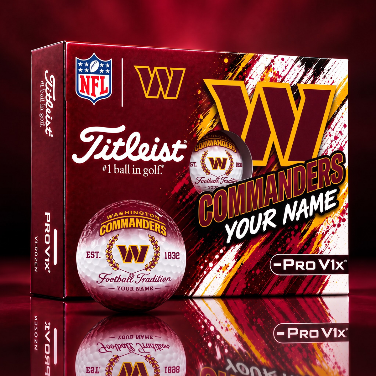 WAS X PERSONALIZED NFL MAKER-MADE TITLEIST PRO V1X GOLF BALLS