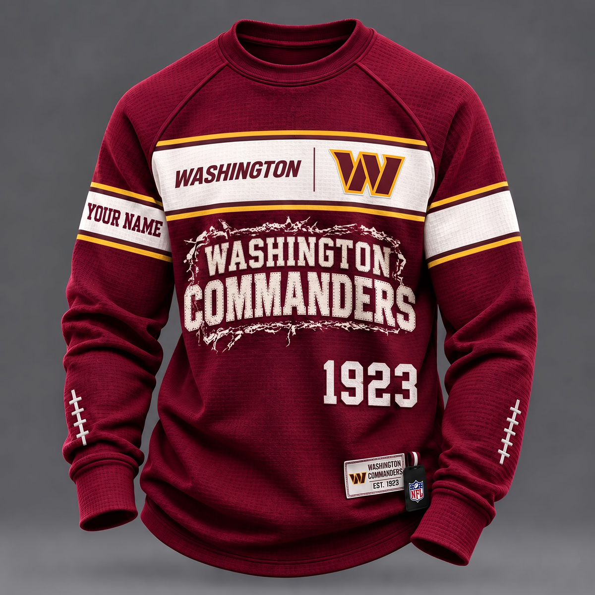 WAS x 1-of-1 Custom NFL Personalized Distressed Long Sleeve Shirt