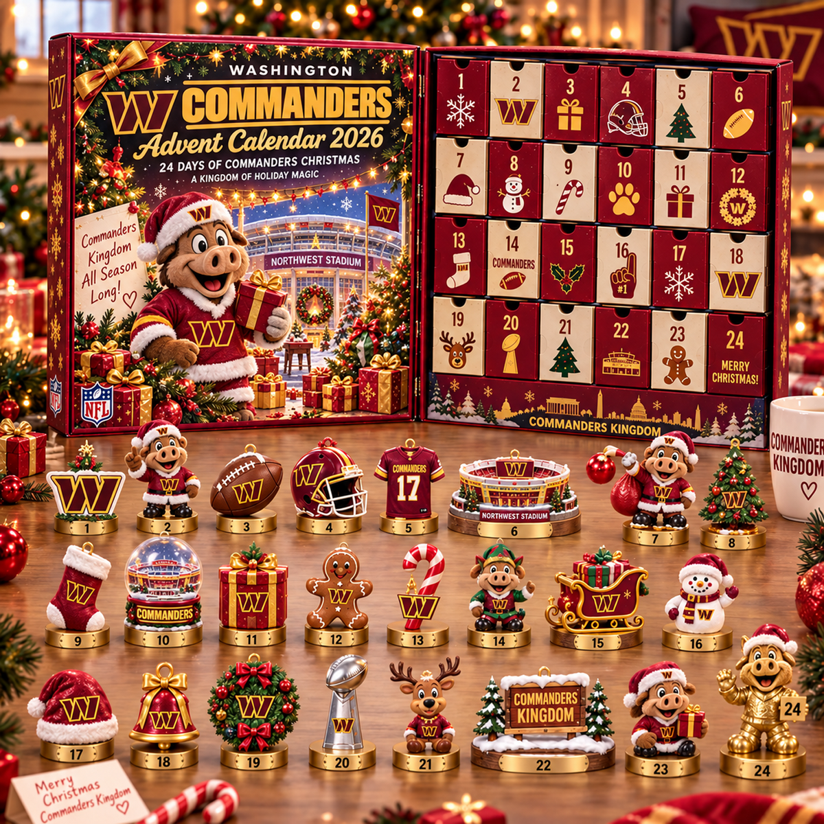 WAS x NFL Christmas Advent Calendar 2026 â€“ 24 Days of NFL Mascot & Holiday Collectibles