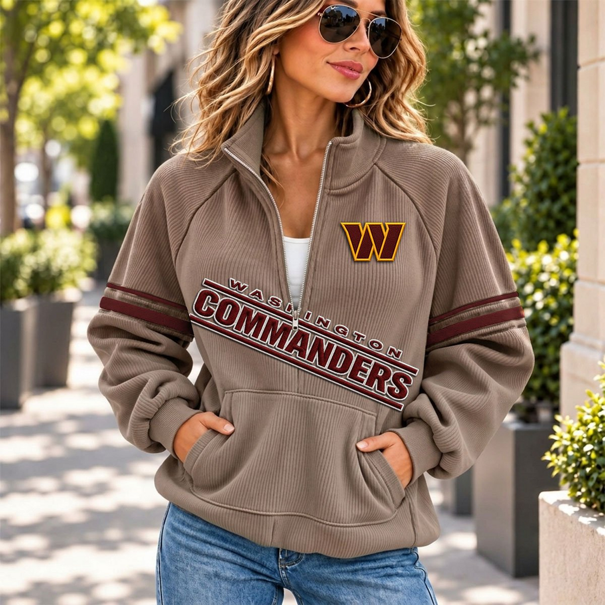 WAS x NFL Corduroy half-zip sweatshirt