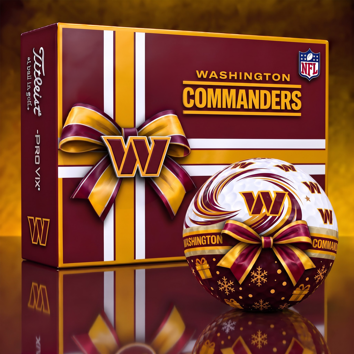 WC x 1-of-1 Custom NFL Holiday Golf Balls Gift Set For Golfer