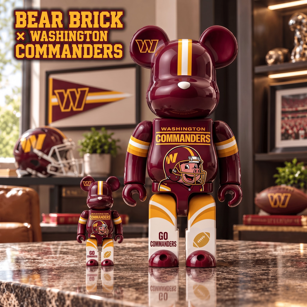 WC x Custom 1-of-1 NFL Team Bearbrick Collectible Figure Home Desk Decor