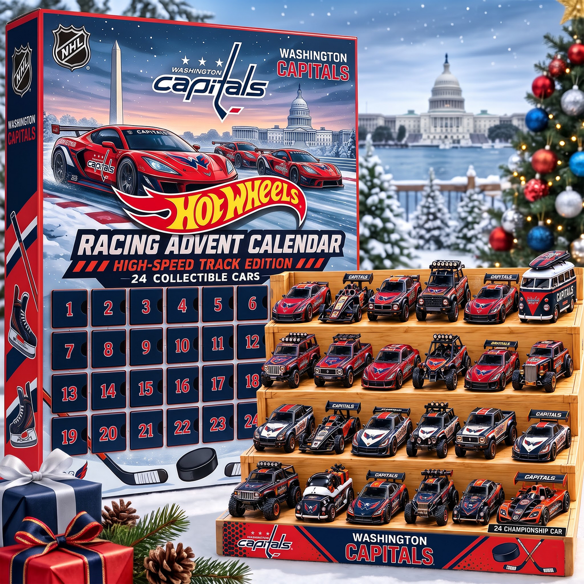 WSH X 1-of-1 Custom NHL Racing Advent Calendar 24 Cars Gift Set