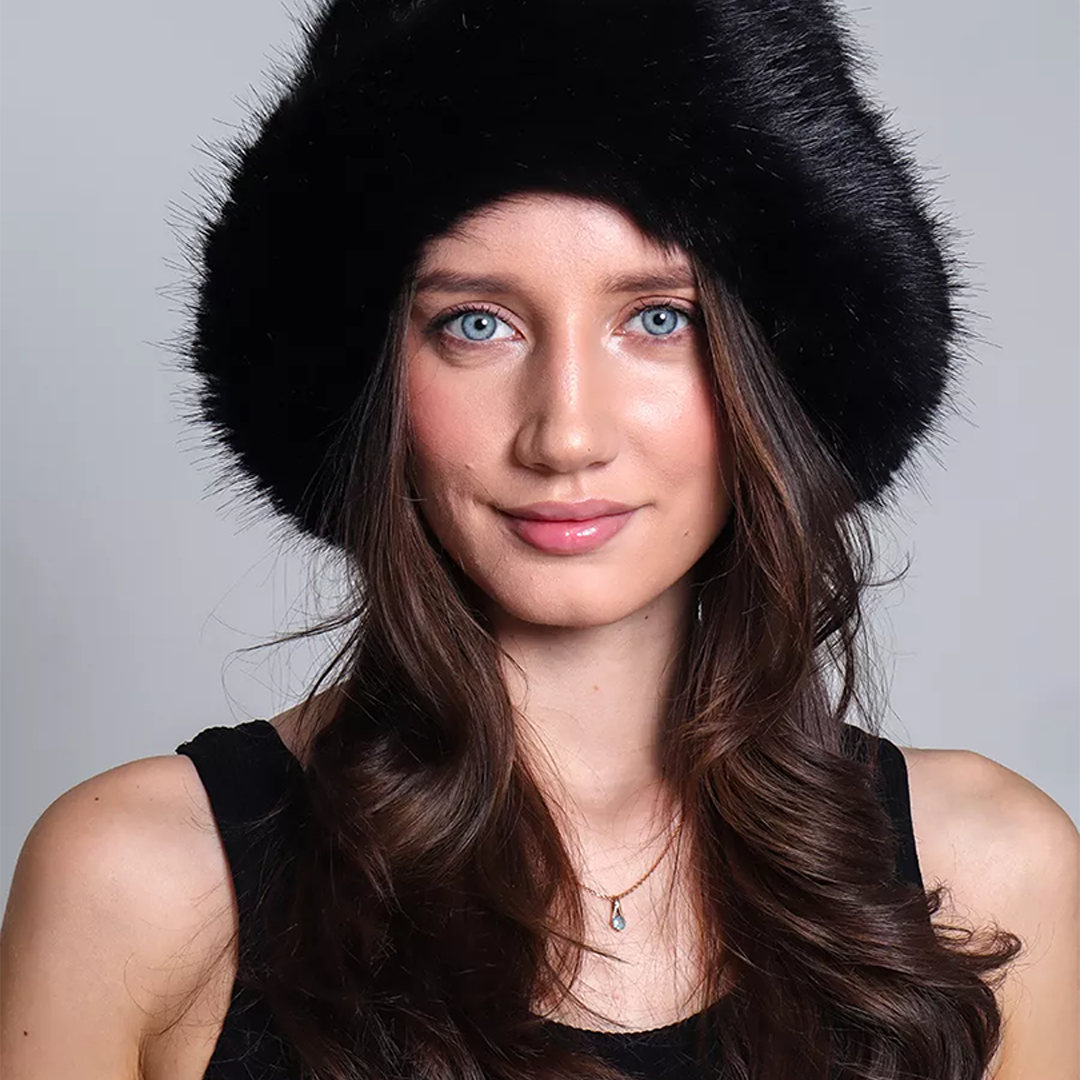 Black Faux Fur Hat